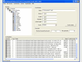 Dateisuche Im LAN. Kriterien sind Dateiname, Pfad, Grsse, Dateidatum.