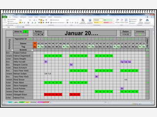 MS Excel zur Gestaltung von  Urlaubsplnen oder Dienstplnen