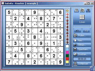 Spielen, generieren, drucken, exportieren und lsen von Sudoku-Rtsels.