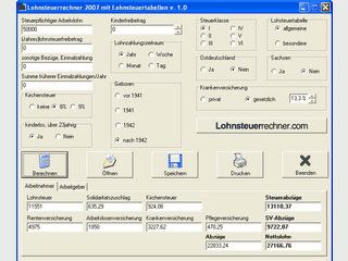 Lohnsteuerrechner 2007 mit Tabellen