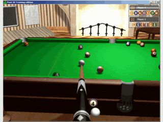 3D Billiard Simulation die mit Maus und Tastatur gespielt wird.