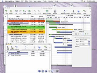 Projektverwaltung in Form von so genannten Gantt Charts.