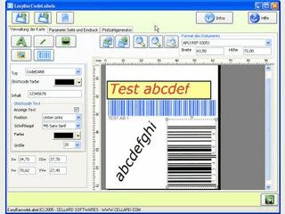 Etiketten mit Texten, Barcodes, Bilder, Linien und Vierecke bedrucken