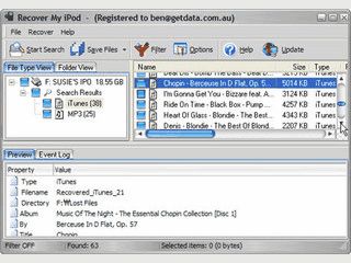 Software zur Rettung von gelschten Dateien auf einem iPod.