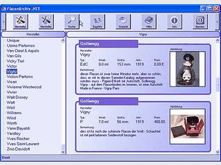 Nicht editierbarer Sammlerkatalog fr Mini-Parfum-Flacons.