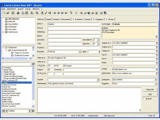 Adressverwaltung  fr Privat und Gewerbe mit allen blichen Funktionen.