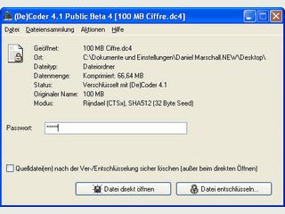 Verschlsselung fr Dateien und ORdner mit AES und SHA 512.