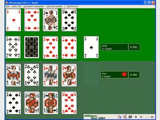 Bekannte Skat-Variante bei der zwei Spieler mit offenen Karten spielen.