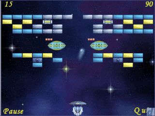 Handyspiel, das als Bricks, Arkanoid oder BreakOut bekannt ist.