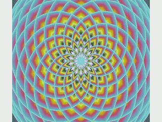 Screensaver der hypnotische Muster zeigt, die an Lotusblumen erinnern.