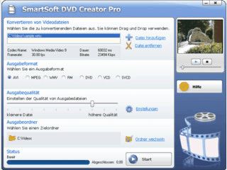 Konvertiert und brennt Videoformate zur Verwendung als DVD, VD und SVCD