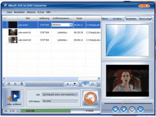 AVI, DivX oder MPEG Videos konvertieren und als DVD brennen.