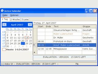 Fr Arbeitsgruppen geeigneter, einfacher Kalender mit integrierter SQL-Datenbank