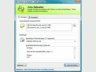 Zeta Uploader ist ein Service zum Austausch elektronische Daten.