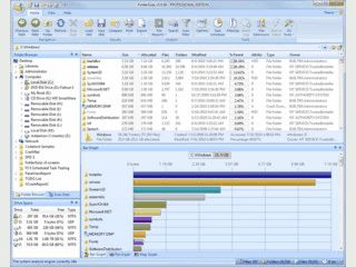 Sehr umfangreiches Analysewerkzeug fr die Belegung von Festplattenspeicher.