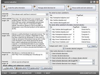 Software zur halbautomatischen Eintragung in Artikelverzeichnisse.
