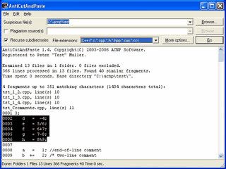 Suche nach Plagiaten und Text-Fragmenten in Source-Codes