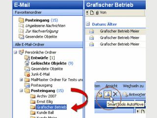 Emails per Mausklick automatisch in gewnschte Ordner verschieben.