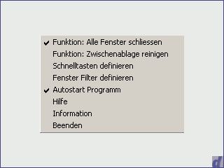 Schliesst automatisch offene Fenster und leert die Zwischenablage.