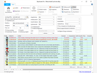 Auktionssuche bei eBay mit umfangreichen Filtern und Sortierfunktionen.