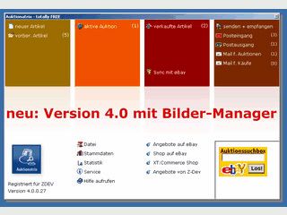 Verwaltung von Auktionen bei eBay.