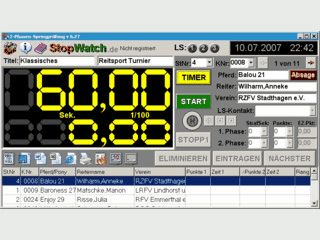 Software zur elektronischen Zeitnahme und Punkteverteilung bei Reitprfungen.