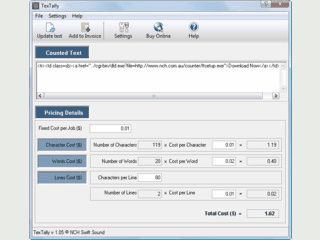 Software zum Zhlen von Zeichen, Wrtern und Zeilen.
