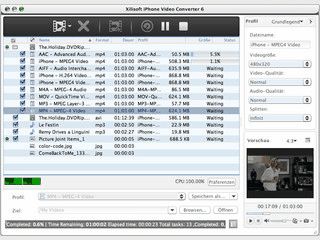 Konvertiert Videos fr die Verwendung auf den iPhone.