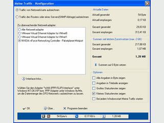Datenmenge von DF, LAN, DSL Verbindungen aufzeichnen