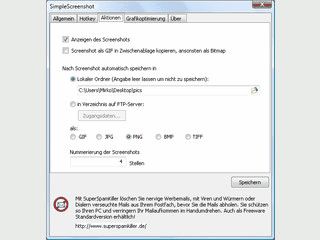 Mit SimpleScreenshots knnen auf einfache Weise Screenshots erstellt werden.