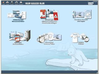Eisbr-Aufkleber, -Tischkarten, Wandbilder usw. erstellen und ausdrucken.