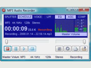 Audiorecorder zur Aufnahme von Audiodaten via Soundkarte.