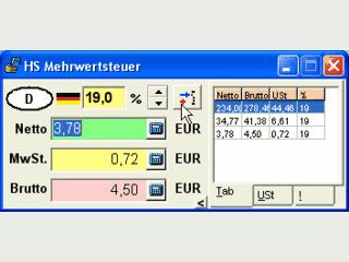 Einfache Mehrwertsteuerberechnung fr diverse Mehrwertsteuerstze in Europa