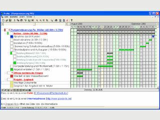 bersichtliche Eingabe von Projekten und Aufgaben in einer Baumstruktur.