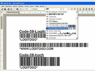 Code-39-Logitogo TrueType-Schriftfont zur Erstellung von Strichcodes