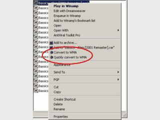 Einfachste Konvertierung von Audio Dateien in das WMA  Format.