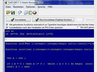 Konvertieren Sie C Quellcode in Delphi/Pascal Quellcode.