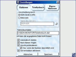 ISDN Monitor ist ein Programm, das Ihnen eingehende Anrufe melden kann.