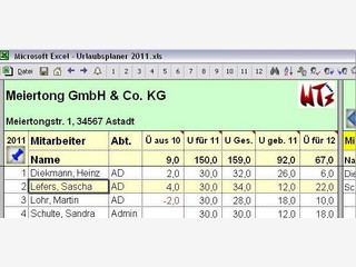 Abwesenheits- und Urlaubsplanung in Excel