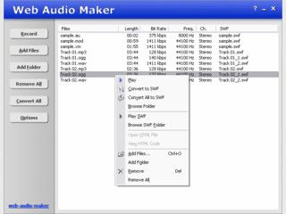 Konvertiert Audio-Dateien in Macromedia SWF Flash Dateien.