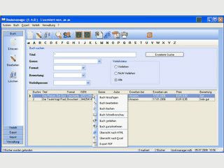 Buchverwaltung fr Hndler und Antiquariate mit Online-Datenbankabfrage.
