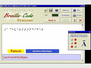 Software zum Lernen der Blindenschrift nach Louis Braille.