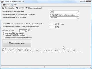 Komprimiert bestehende PDF Dateien mit diversen Verfahren.