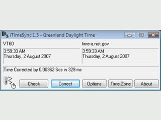 Automatische Synchronisation der Computerzeit mit einem Internet-Zeitserver.