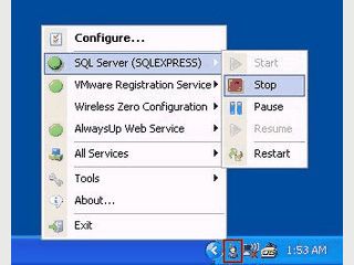 Windows Services ber ein Icon im Windows Systemtray starten und stoppen.