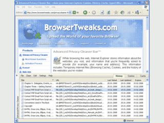 Erweiterung für den Internet Explorer zum selektiven Löschen von Surfspuren.