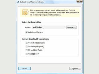 Extrahiert alle Mail-Adressen aus MS Outlook Mails