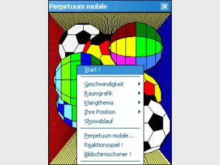 Perpetuum mobile realisiert sich stndig bewegende und rotierende Blle.