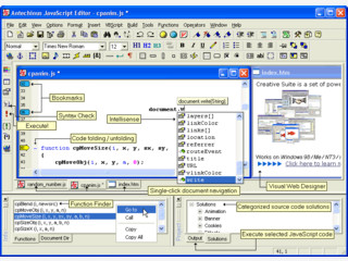 JavaScript Editor mit Code-Library und Syntaxberprfung.