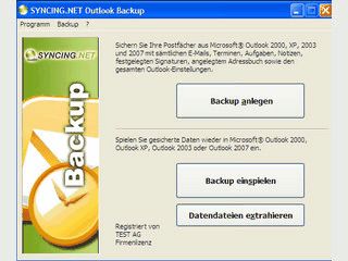 Backup Software fr Microsoft Outlook 2000 bis 2007.